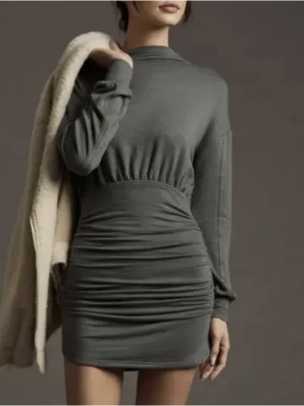 Anthropologie Daily Practice Gray Ruched Cozy Soft
Dress Size 2x